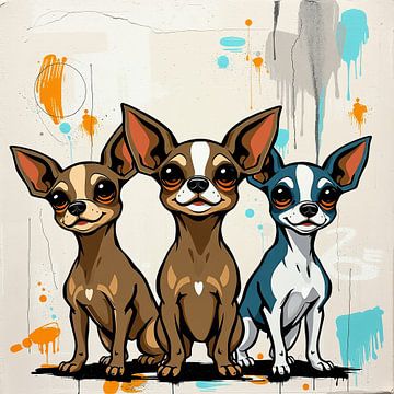 Chihuahua trio - Modern street art mural by Wandbilder-Shop