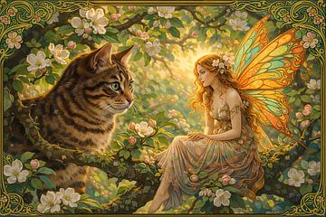 Chat et fée Art nouveau