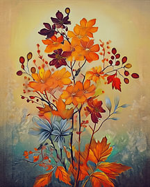 Farbenfrohe Herbstblumen im modernen Stil.