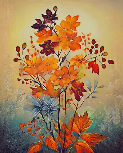 Colourful autumn flowers in a modern style.