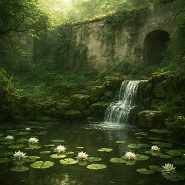 Whispering water lily pond by Sandu Brus ARCANE ART STUDIO