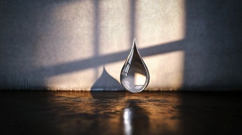 Waterdruppel zweeft boven de grond