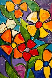 Colourful and abstract flower painting with dynamic look by Art & Soul Creations