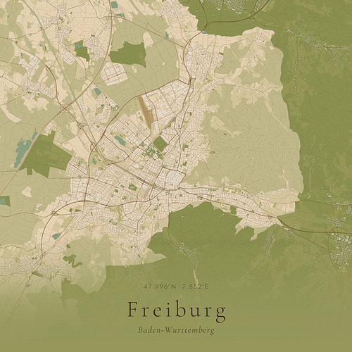 Carte ancienne de Fribourg, en Allemagne