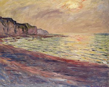 Claude Monet,Het strand bij Pourville, ondergaande zon