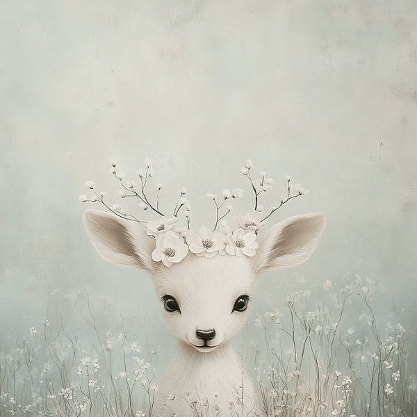 Cute Baby Deer in Soft Pastel Shades by Karina Brouwer