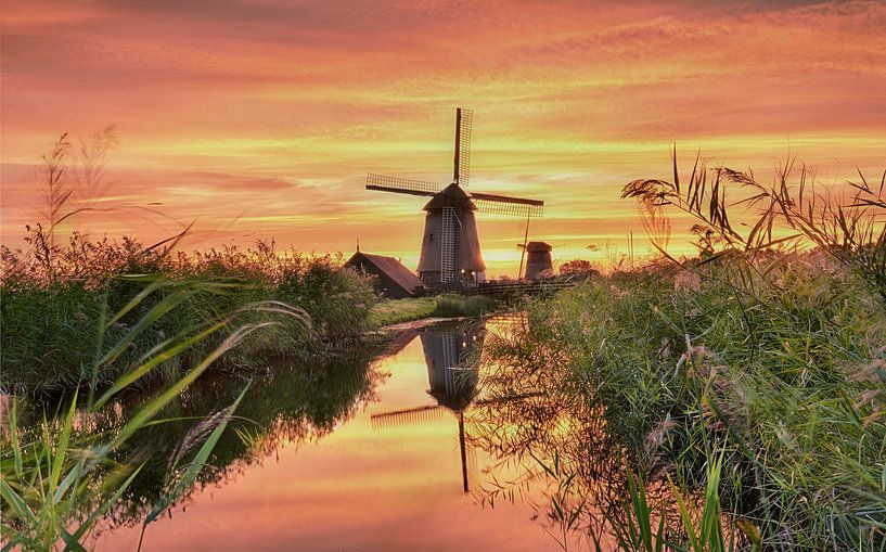Moulin à vent de Schermerhorn au coucher du soleil par John Leeninga