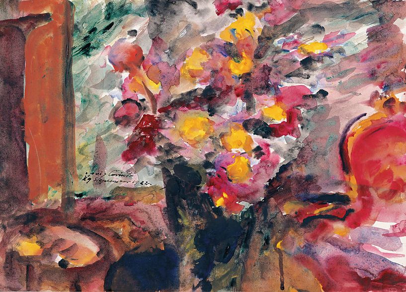 Lovis Corinth-Flower Vase on a Table, 1922 van finemasterpiece