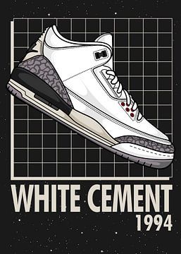 Air Jordan 3 Retro Wit Cement Sneaker van Adam Khabibi