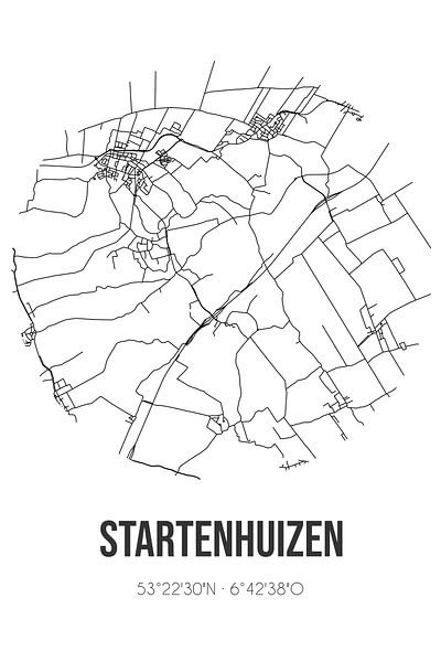 Startenhuizen (Groningen) | Map | Black and white by Prints of Place