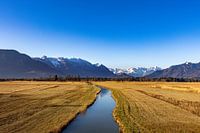 Prachtig uitzicht op de Murnauer Moos.  Winderig uitzicht op de Murnauer Moos . Tue venteuse alleen les Murnauer Moos