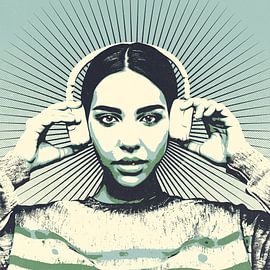 Headphones - retro vibe - blue green by by Maria