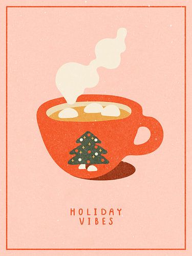 Holiday vibes. A mug of hot cocoa for Christmas