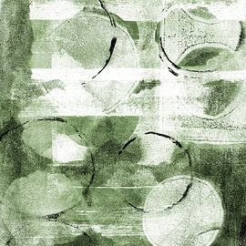Modern abstract organic shapes and lines in white and green colors by Dina Dankers