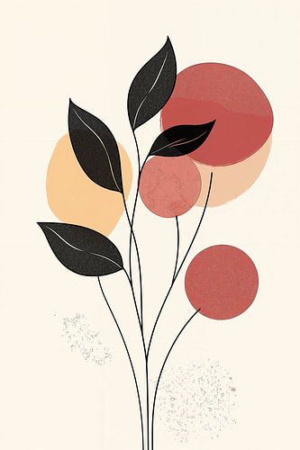 Minimalist Leaves in Pink and Black