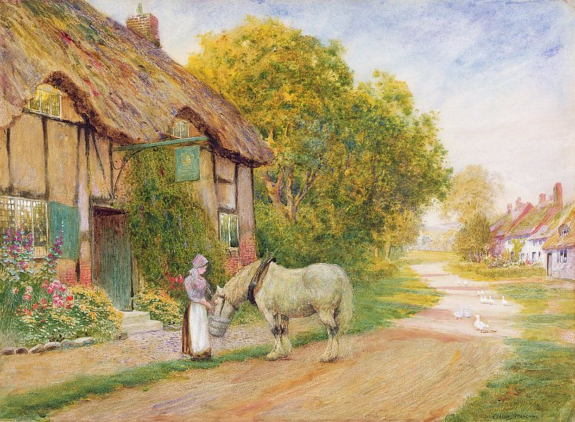 Arthur Claude Strachan,Outside the Village Inn by finemasterpiece