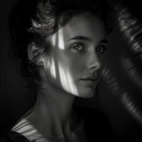 Zwart-wit portret van een vrouw