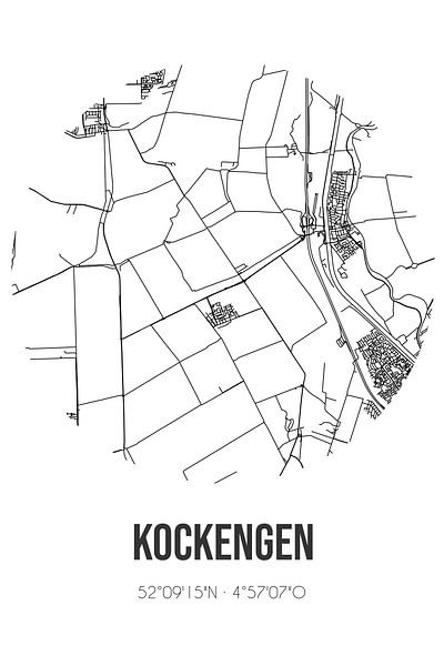 Kockengen (Utrecht) | Landkaart | Zwart-wit van Stad & Wand