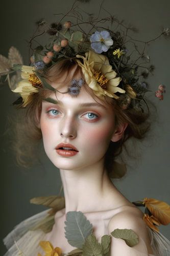 Portret "I love nature" in pastelkleuren