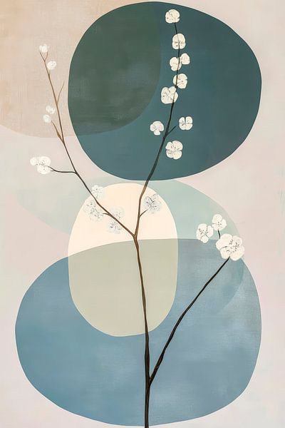 Blütenzweig mit geometrischen Formen von Poster Art Shop