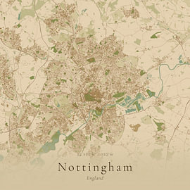 Vintage map of Nottingham, United Kingdom by Prints of Place