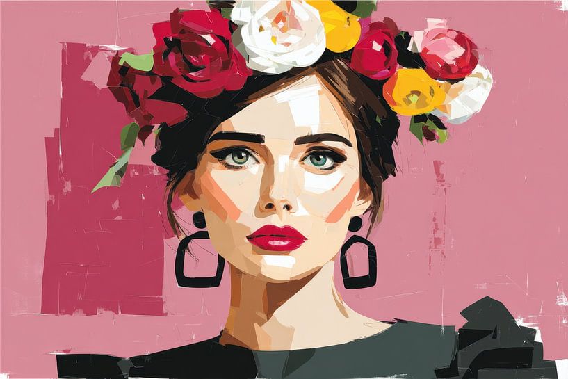 femme avec des fleurs par Egon Zitter