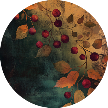 Red Berries, Gold & Emerald