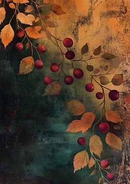 Red Berries, Gold & Emerald van Bianca ter Riet