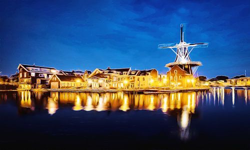 Windmill De Adriaan in Haarlem (art) by Art by Jeronimo