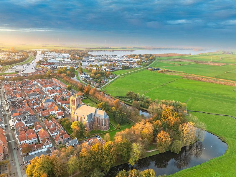 Elburg alte Stadtmauer im Herbst von oben gesehen von Sjoerd van der Wal Fotografie