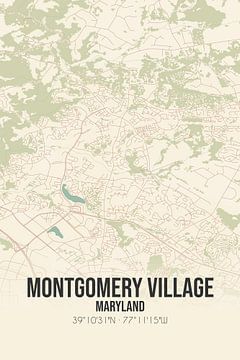 Vintage landkaart van Montgomery Village (Maryland), USA. van MijnStadsPoster