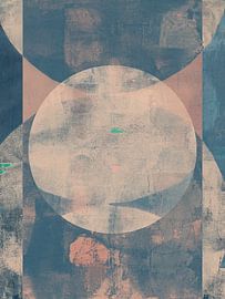 Abstracte geometrische vormen in wit, blauw, zachtroze. van Dina Dankers