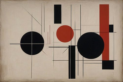 Art minimaliste en noir et rouge
