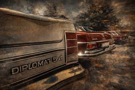 Extreme Mehrfachbelichtung mit Retro Auto und chaotischen Strukturfragmenten von Johnny Flash