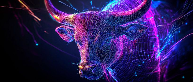 Digital bull portrait with effects by Poster Art Shop