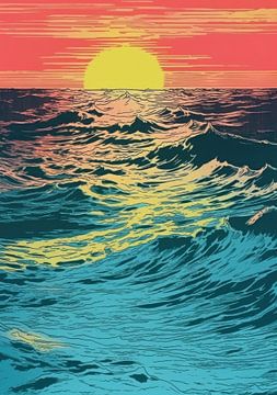 Zee Poster Pop Art Zonsondergang van Niklas Maximilian