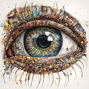 Œil entouré de petites photos et d'images