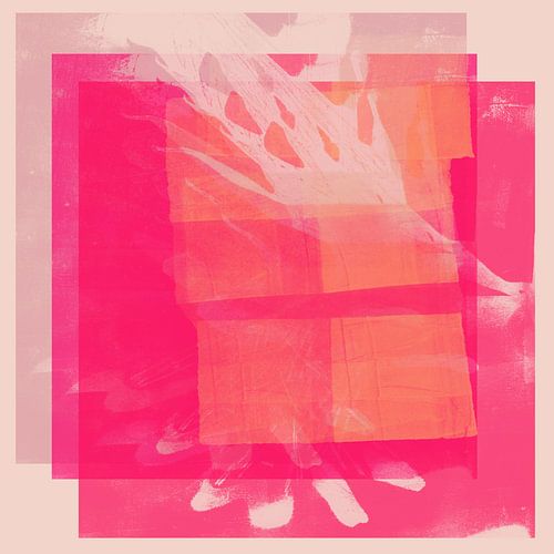 Abstracte organische vormen in pastel en neonkleuren. Roze raam.