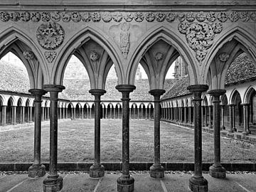 Monastery corridor of Mont-Saint Michel abbey