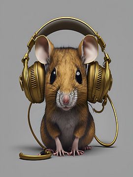 Maus mit Kopfhörer von Santiago Diaz Leon