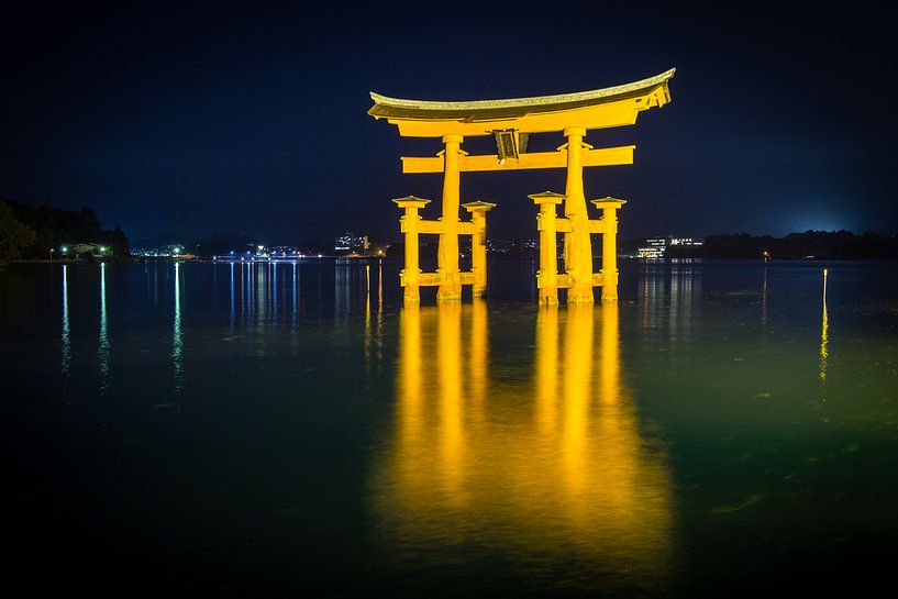 Miyajima torii at night by Marcel Alsemgeest