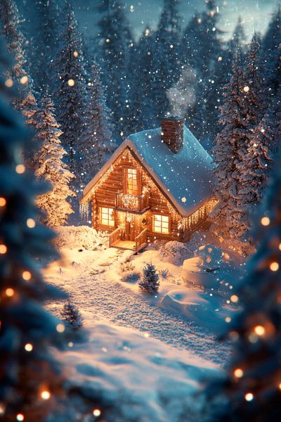 Winter wooden house by Poster Art Shop