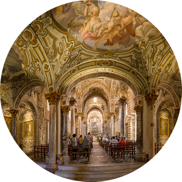 Interieur chiese Santa Maria dell'Ammiraglio, Palermo, Sicilia - Sicily, Italië van Rene van der Meer