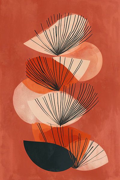 Abstracte Japanse komvormen in Terracotta no.2 van Studio BB