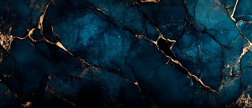 Edel blauw marmer met gouden lijnen van Poster Art Shop