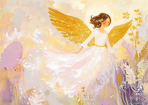 Golden Angel | Golden Wings Soft Landscape by Wonderful Art