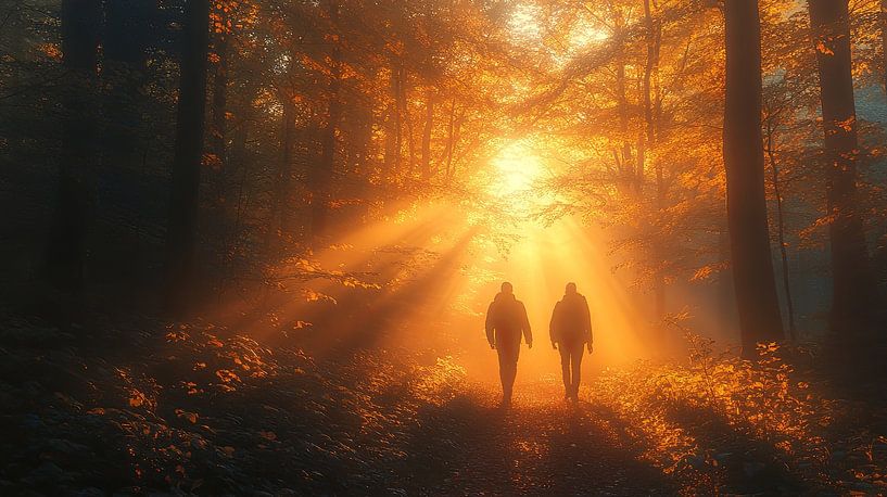 Ölgemälde Menschen im Wald von Egon Zitter