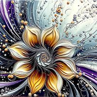 Abstract gold flower with diamonds