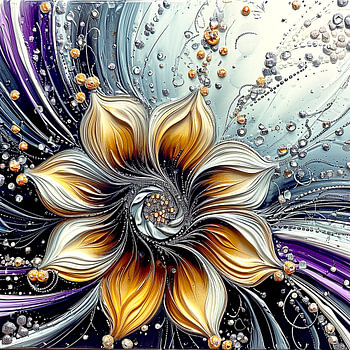 Fleur abstraite en or avec diamants