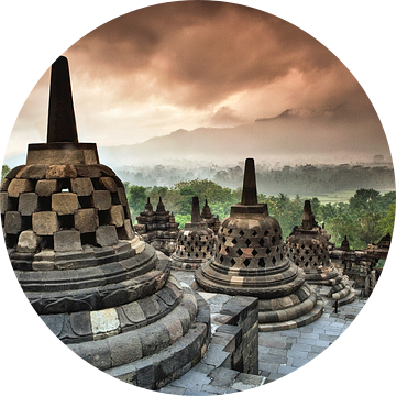 Borobudur, Boeddhistische tempel, Indonesie van Frans Lemmens